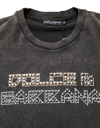 Graues Logo Verziertes Herren Rundhals-T-Shirt