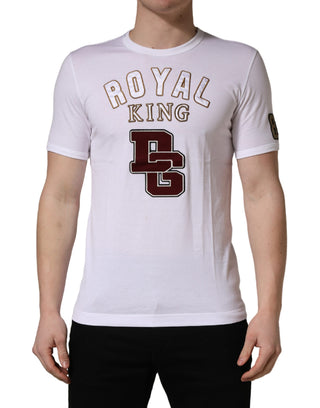 Weißes DG King Royal Crew Neck Baumwoll-T-Shirt