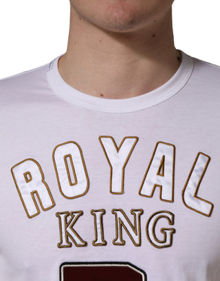 Weißes DG King Royal Crew Neck Baumwoll-T-Shirt