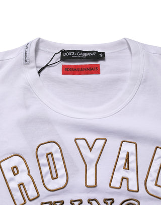 Weißes DG King Royal Crew Neck Baumwoll-T-Shirt
