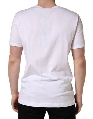 Weißes DG Kirschen Baumwoll-Rundhals-T-Shirt