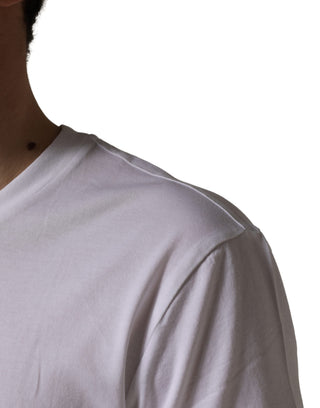 Weißes T-Shirt mit Barcode-Print aus Baumwolle und Rundhalsausschnitt