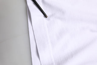 Weißes T-Shirt mit Barcode-Print aus Baumwolle und Rundhalsausschnitt