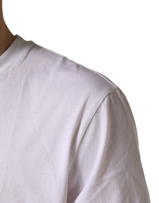 White Barcode Cotton Crew Neck Men T-shirt