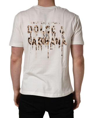 Weißes T-Shirt für Herren mit Rundhalsausschnitt und Logo-Aufnäher aus Baumwolle