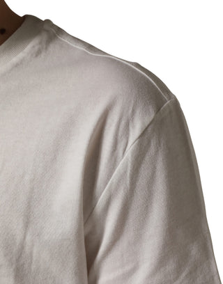 Weißes T-Shirt für Herren mit Rundhalsausschnitt und Logo-Aufnäher aus Baumwolle