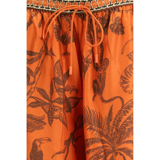 Orangefarbene Freizeithose aus Seide