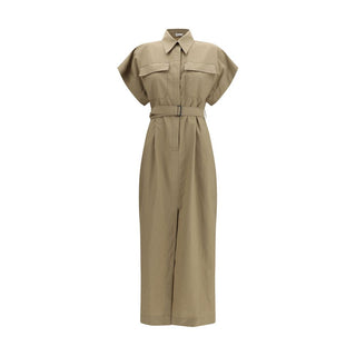 Beige Cotton Casual Dress