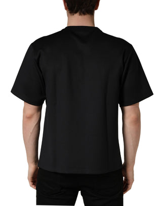 Schwarzes T-Shirt mit Rundhalsausschnitt „Have Fun“ und Verzierungen