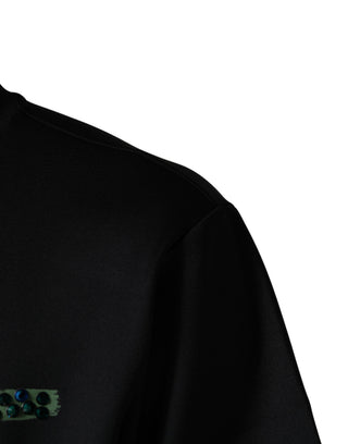 Schwarzes T-Shirt mit Rundhalsausschnitt „Have Fun“ und Verzierungen
