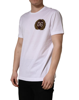 Weißes DG Blattstickerei Rundhals-T-Shirt