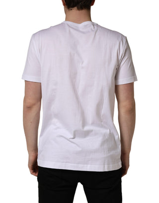 Weißes DG Blattstickerei Rundhals-T-Shirt