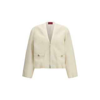 Beige Baumwoll-Bomberjacke