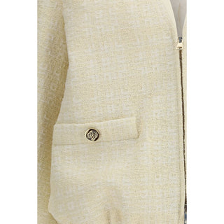 Beige Baumwoll-Bomberjacke