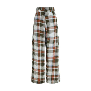Multicolor Linen Casual Pants