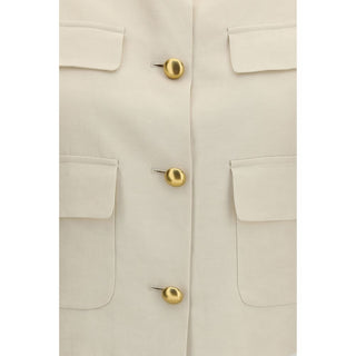 Beige Viscose Sleeveless Jacket