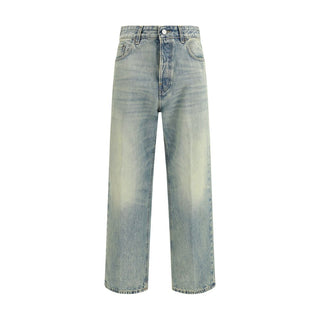 Blaue Jeans mit geradem Bein aus Baumwolle