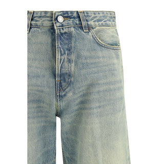 Blaue Jeans mit geradem Bein aus Baumwolle