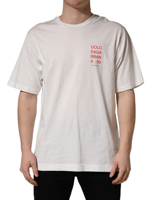 Weißes T-Shirt aus Baumwolle mit Rundhalsausschnitt und Grafikdruck