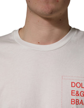 White Graphic Print Cotton Crew Neck  T-shirt