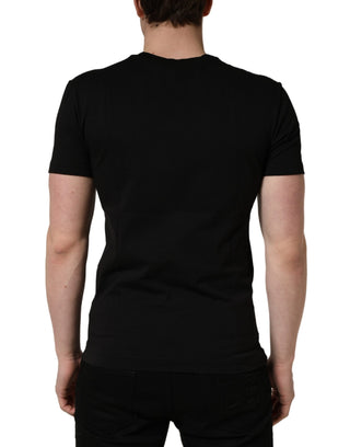 Camiseta Negra de Hombre de Algodón DG London con Cuello Redondo  