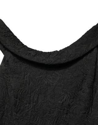 Black Floral Brocade Sheath Mermaid Dress