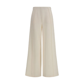 Pantalones acampanados de poliamida beige
