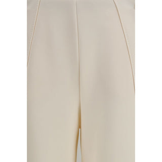 Pantalones acampanados de poliamida beige