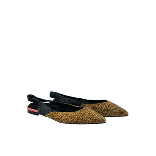 Beige Leather Women Ballet Flat
