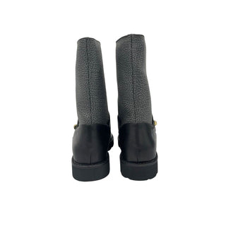 Grey Leather Women Boot