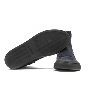 Blue Leather Womens Ankle Boot
