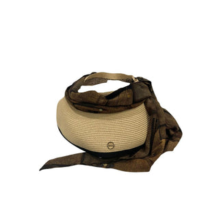 Sombrero beige de papel para mujer con bufanda