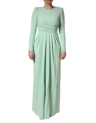 Vestido largo de manga larga de viscosa verde