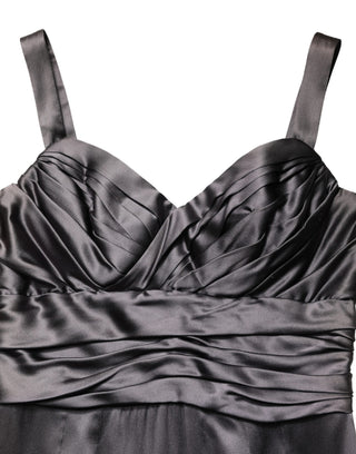 Black Satin Sleeveless Sweetheart Dress