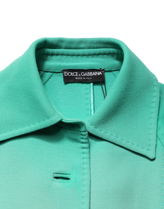 Green Buttoned Down Belt Trench Coat Jacket