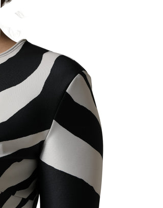 Black White Polyester Zebra Pattern Jumpsuit