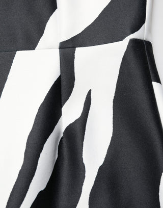 Black White Polyester Zebra Pattern Jumpsuit