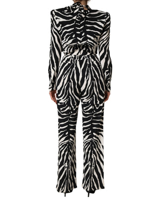 Schwarz-weißes Viskose-Zebra-Muster-Jumpsuit