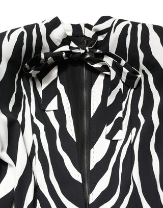 Schwarz-weißes Viskose-Zebra-Muster-Jumpsuit