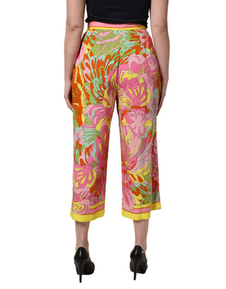 Multicolor FloralPrint Cropped Trouser Pants