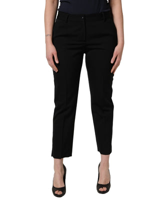 Pantalones negros de lana de talle alto y corte cropped