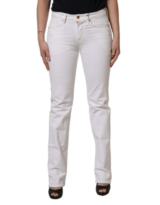 Jeans pitillo blancos de mezclilla de talle medio