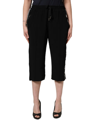 Pantalones cortos negros de viscosa de talle medio para mujer