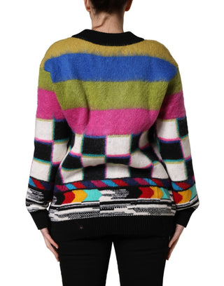 Suéter multicolor de rayas con cuello en V