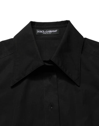 Schwarze ärmellose Bluse mit Kragen aus Baumwolle