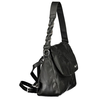 Black Polyurethane Women Backpack