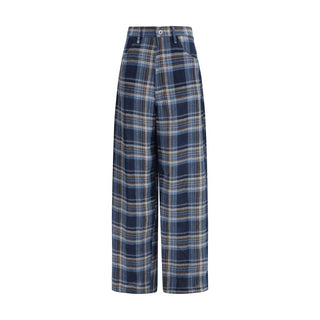Blue Linen Casual Pants