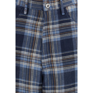 Blue Linen Casual Pants