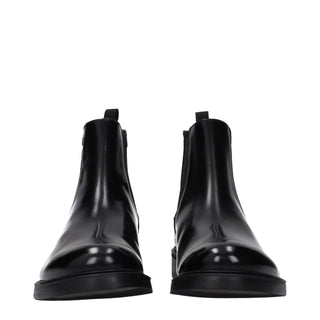 Schwarze Leder-Stiefeletten