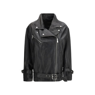 Chaqueta de cuero de cordero negra